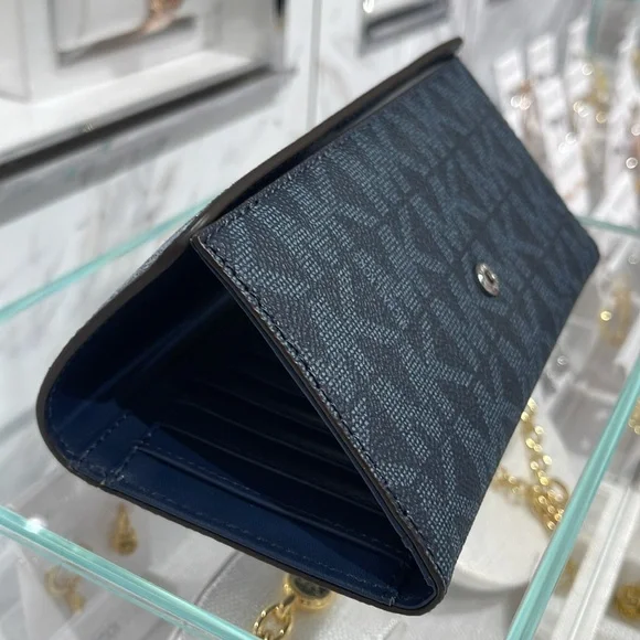 Michael Kors Jet Set Large Logo Trifold WalletAdmiral Multi NWT